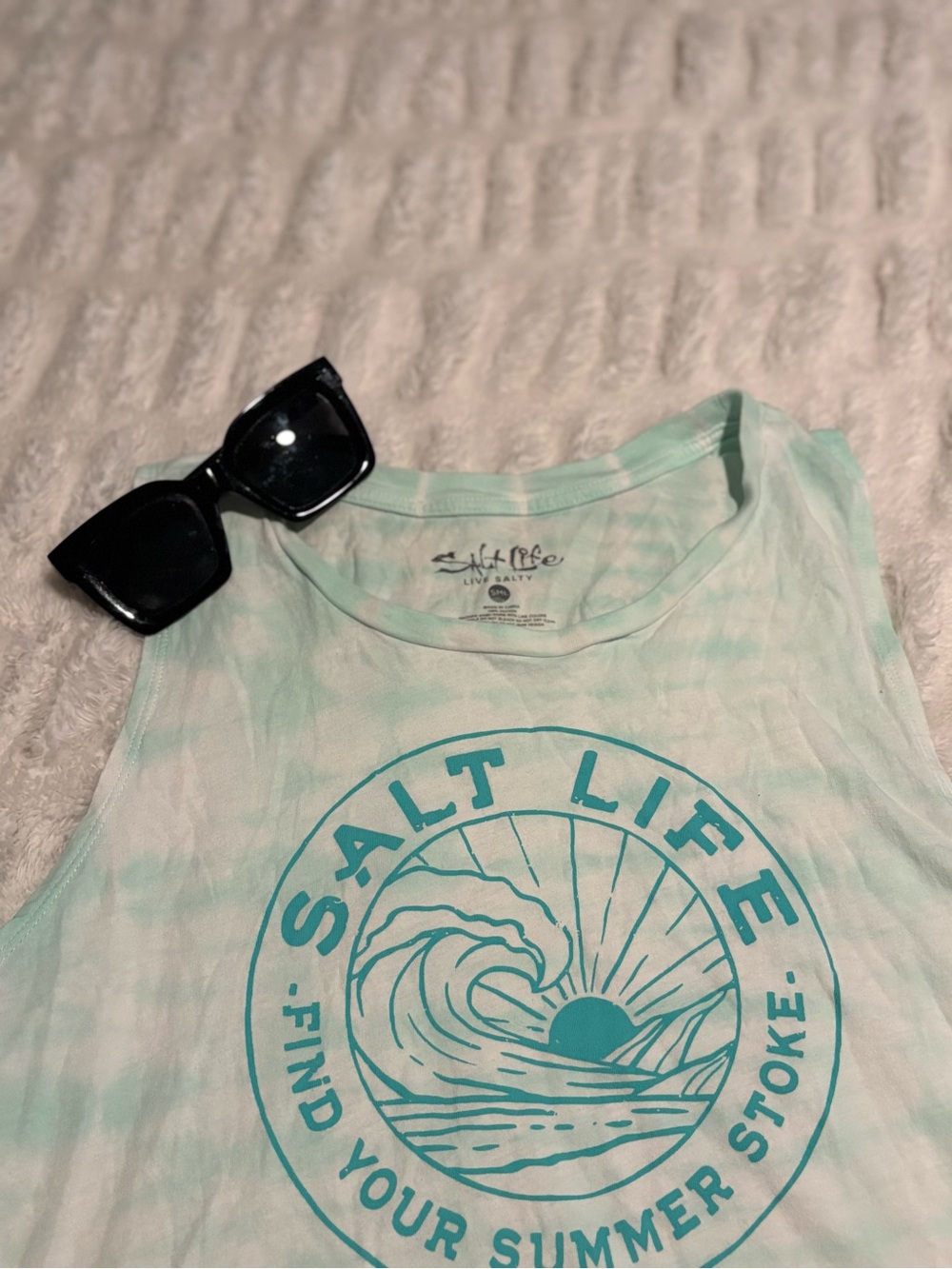 Salt Life Mint Tie-Dye Tank Top with Teal Logo